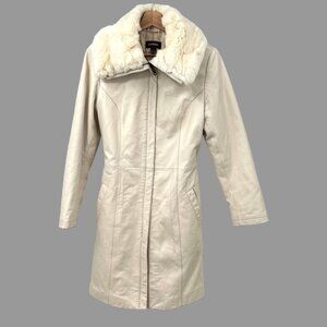 Danier Rabbit Fur Collar Genuine Leather Coat